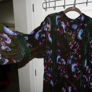 S.R. Fashion Green Paisley Dress or Top 100% Rayon 1X NWT